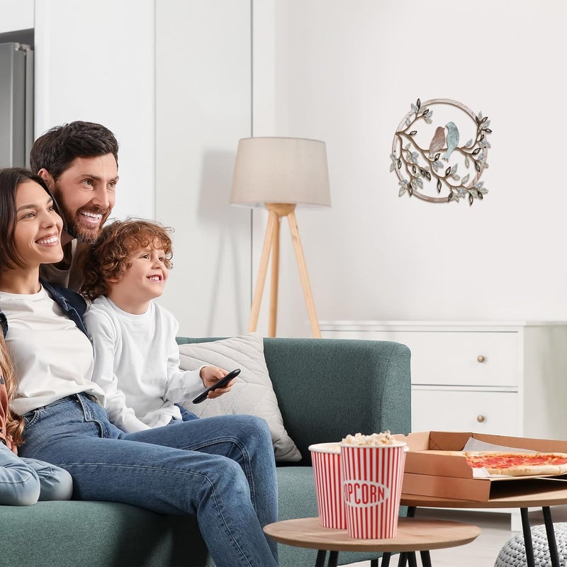 Ferraycle Metal Wall Art Bird on Tree Branch Silhouette Bird Art Decor for Living Room Garden Bedroom Office Home Wall Housewarming Party Decor(Fresh Color) - Image 4